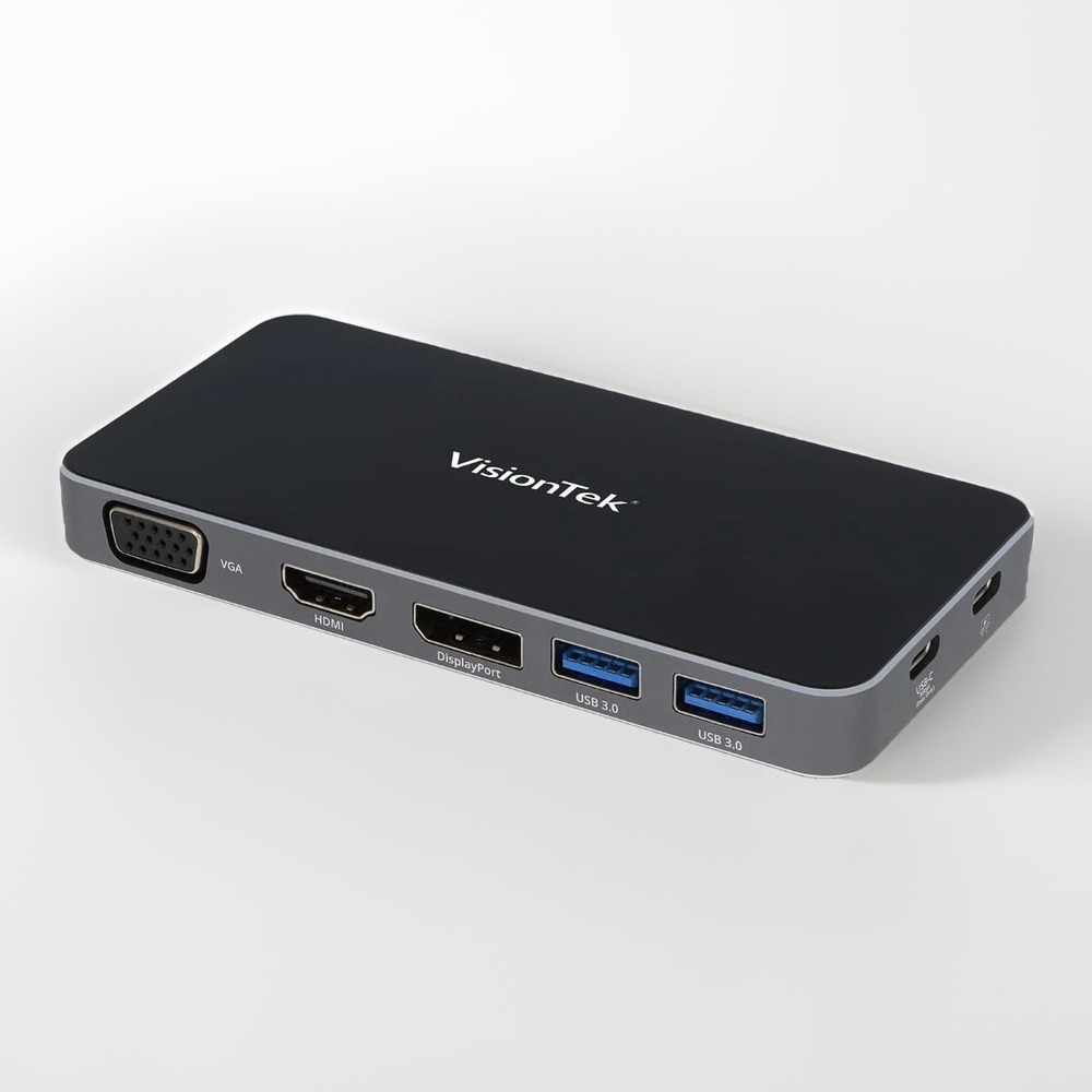Visiontek VT200 USB-C Portable Dock Station Dual Display 100W Power Passthrough